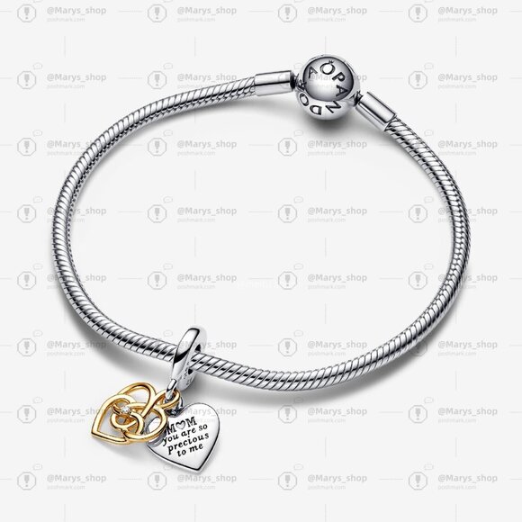 Pandora Lab-grown Diamond Engravable Mum Double Dangle Charm - Picture 4 of 6